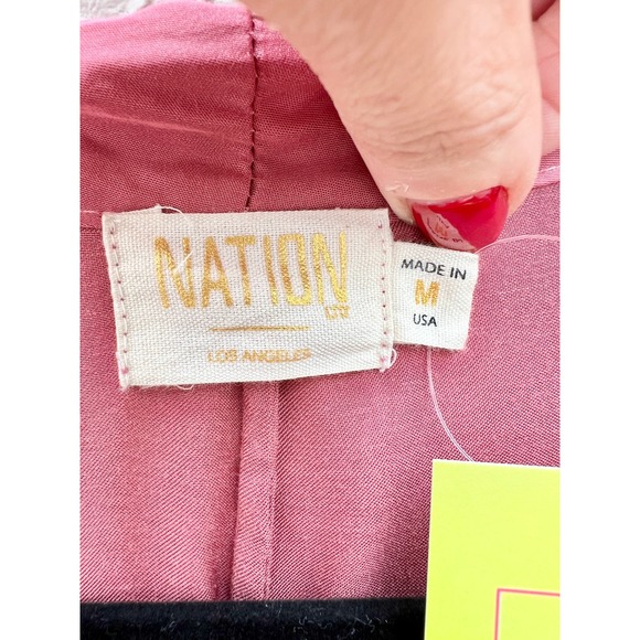 Nation LTD Wide Dolman Sleeve Trim Hem Wrap Tie Top Pink Women's Medium - Picture 8 of 9